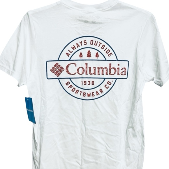 Mens Columbia Sportswear Company T-Shirt SM Columbia tshirt tee white red blue - Picture 1 of 10